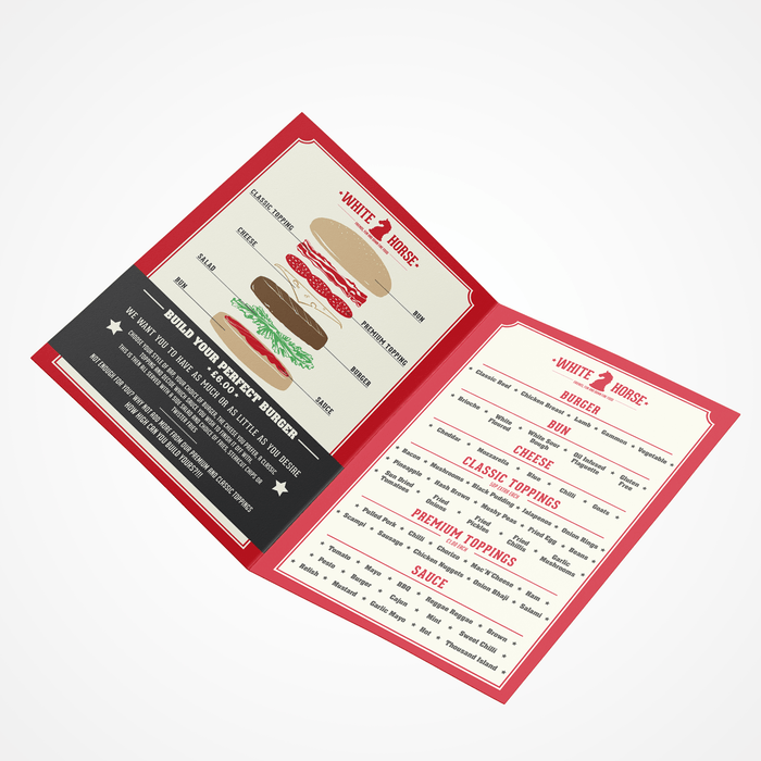 A5 Folded Restaurant/Café Menus - All The Merchandise