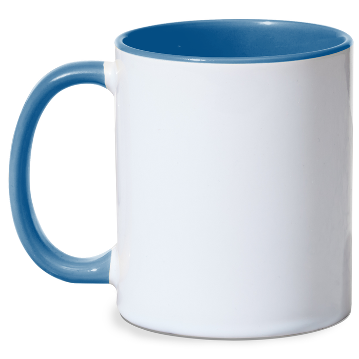 Sublimation Blanks Contrast Handle Ceramic Mug (11oz) - Light Blue