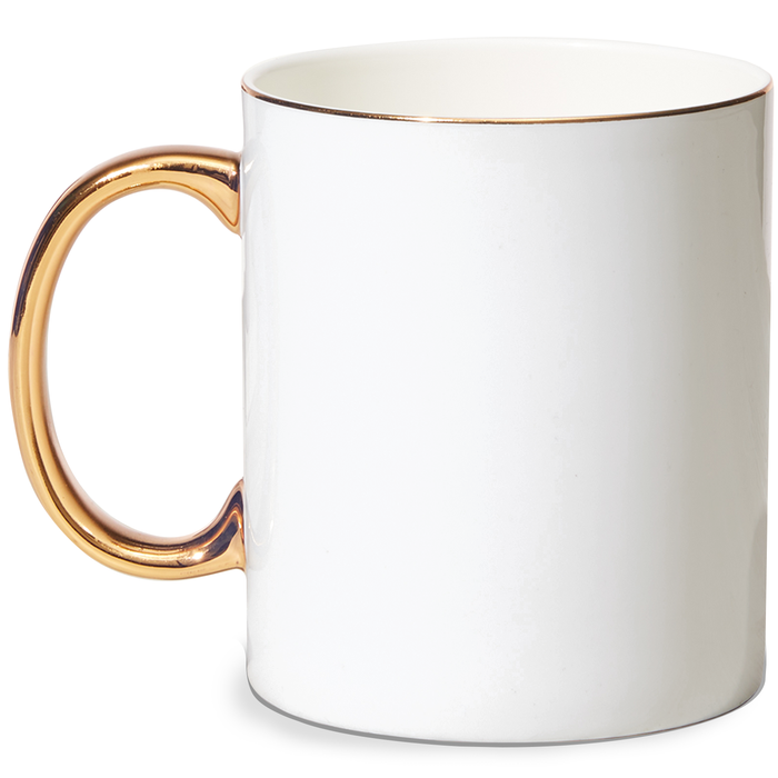 Sublimation Blanks Contrast Handle Bone China Mug (11oz) - Gold