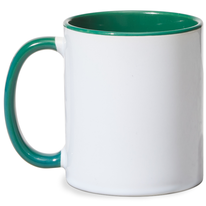 Sublimation Blanks Contrast Handle Ceramic Mug (11oz) - Green